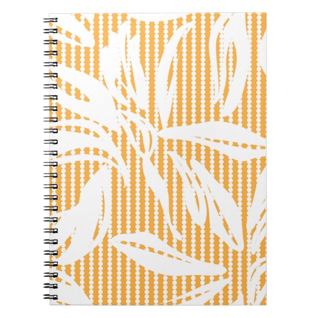 Cuaderno Naranja Floral sin soldadura con retracción a raya (Frente)