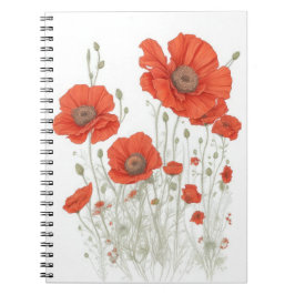 Cuaderno Naranja Flores de amapola