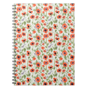 Cuaderno Naranja Flores de amapola