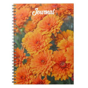 Cuaderno Naranja Flores Mamá Jardín Espiral de Journal