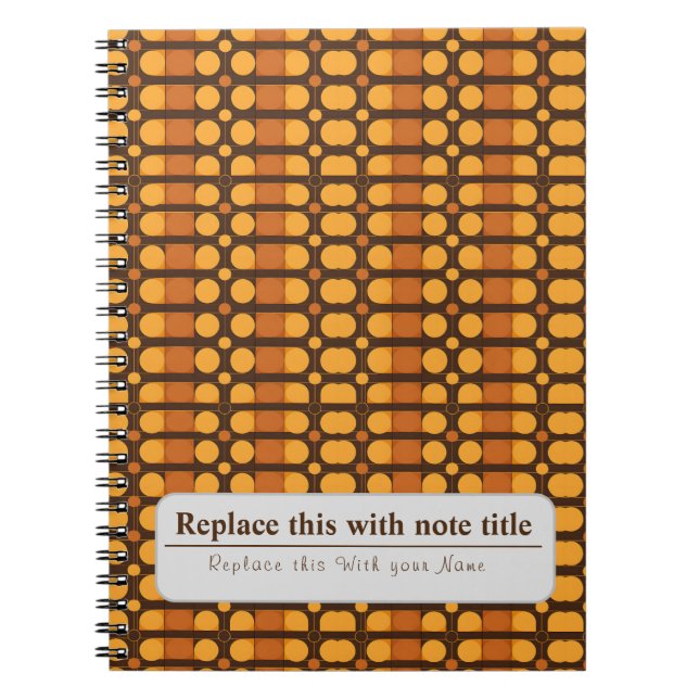 Cuaderno Naranja Funky Retro Personalizado-Brown (Frente)