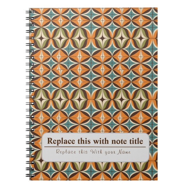 Cuaderno Naranja Funky Retro Personalizado-Brown (Frente)