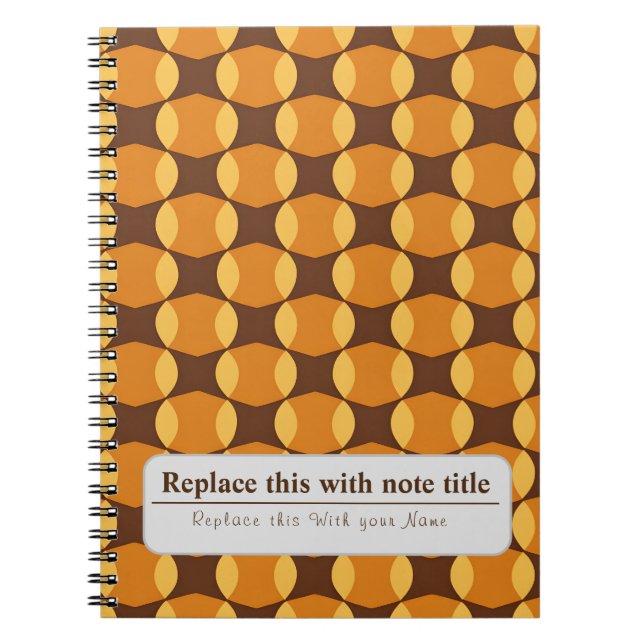 Cuaderno Naranja Funky Retro Personalizado-Brown (Frente)