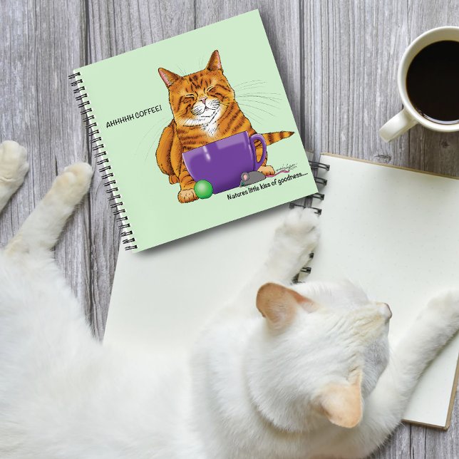 Cuaderno Naranja Ginger Coffee Cat Funny (Subido por el creador)