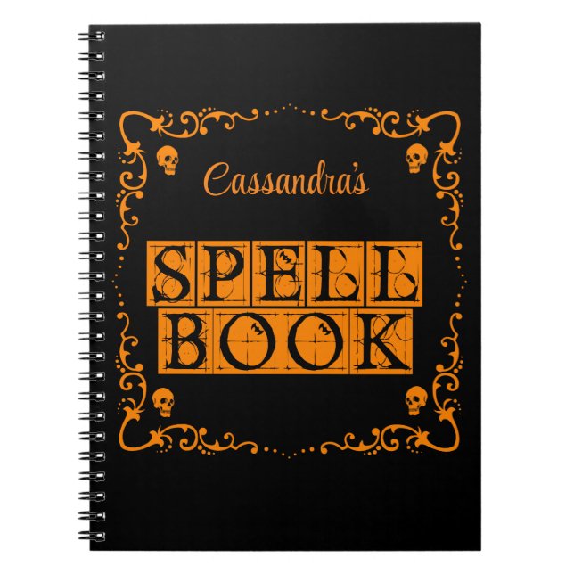 Cuaderno Naranja Gótico Spell Book Personalizado (Frente)