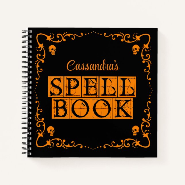 Cuaderno Naranja Gótico Spell Book Personalizado (Anverso)