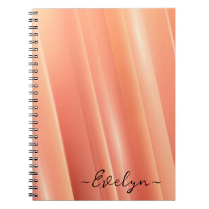 Cuaderno Naranja gradiente líneas dinámicas Nombre elegante
