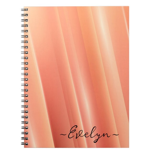 Cuaderno Naranja gradiente líneas dinámicas Nombre elegante (Frente)
