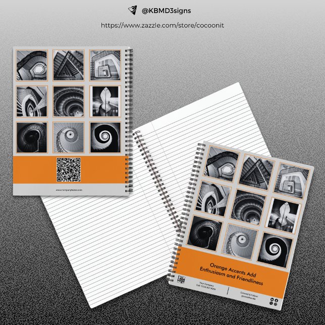 Cuaderno Naranja gris collage de fotos Pequeña Empresa (Photo Collage Gray Orange Small Business Notebook)