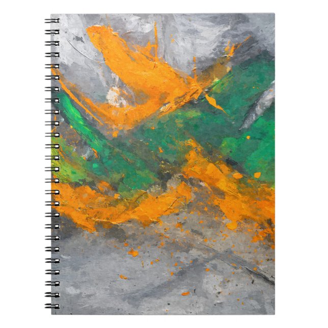 Cuaderno Naranja Gris Verde Negrita Abstracto Bloc de notas (Frente)