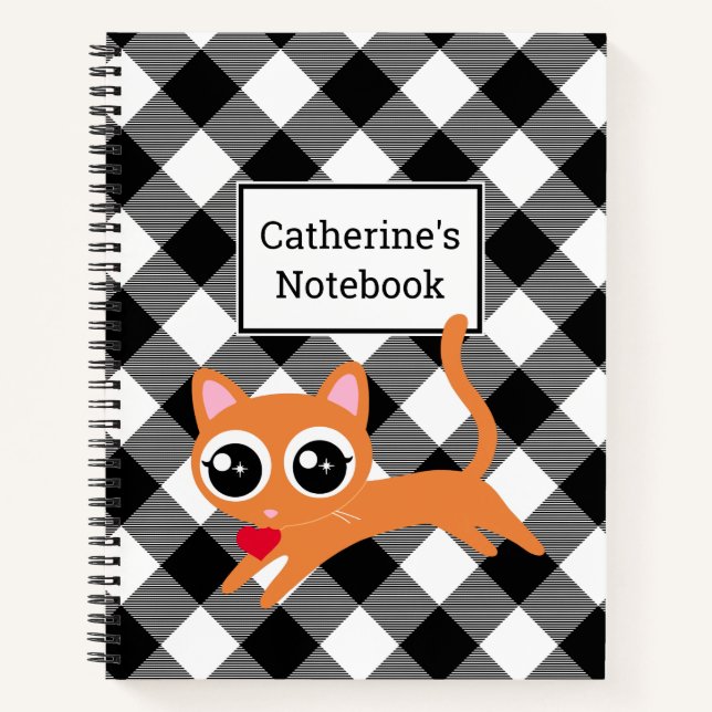 Cuaderno Naranja Kitty personalizado de juego de búfalo neg (Anverso)