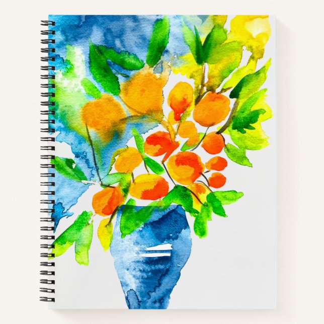 Cuaderno Naranja kumquat frutal arte acuarela (Anverso)