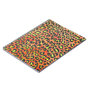 Cuaderno Naranja leopardo e impresión amarilla