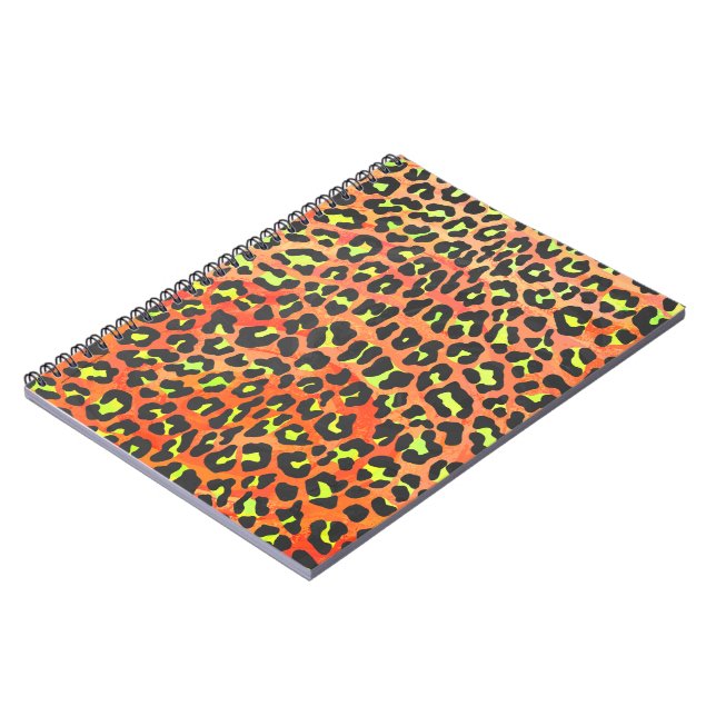 Cuaderno Naranja leopardo e impresión amarilla (Lado Izquierdo)