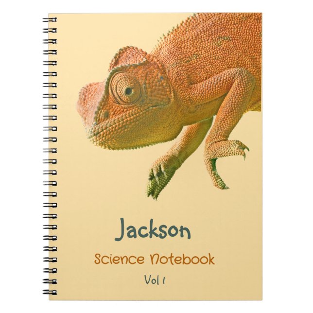 Cuaderno Naranja Lizard Nombrado Tema Escolar (Frente)