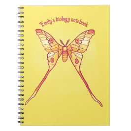 Cuaderno Naranja Luna Moth Art - Arte de Insectos Coloridos