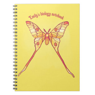 Cuaderno Naranja Luna Moth Art - Arte de Insectos Coloridos