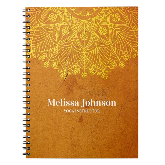 Cuaderno Naranja Mandala Personalizado de Meditación de Yog (Frente)