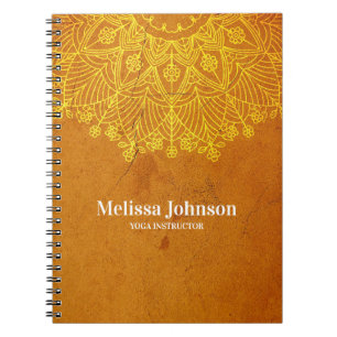 Cuaderno Naranja Mandala Yoga Personalizado de Meditación