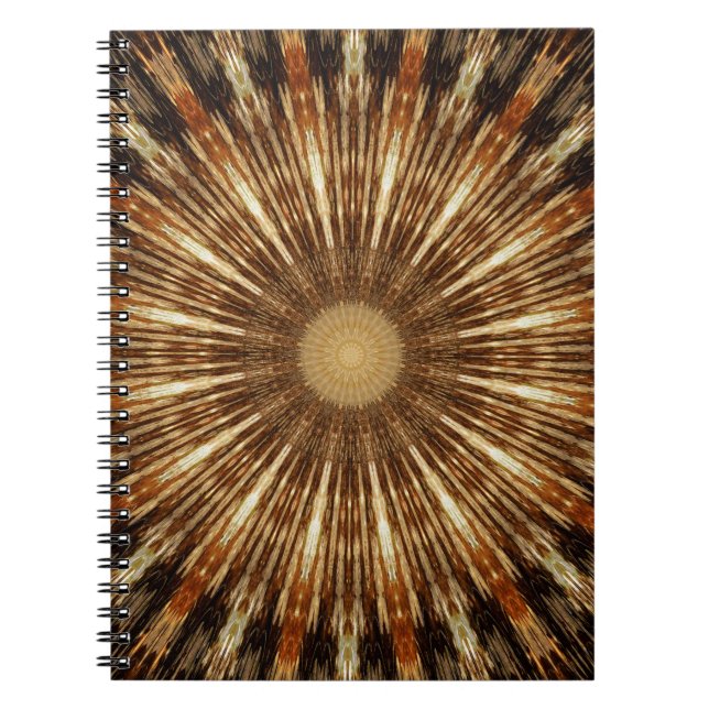 Cuaderno Naranja marrón oscuro Kaleidoscope Mandala Art (Frente)