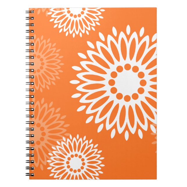 Cuaderno Naranja minimalista Mandala Patrón floral geométri (Frente)