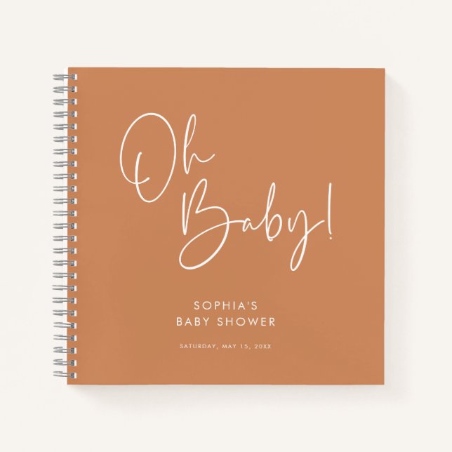 Cuaderno Naranja moderna de Boho GenderNeutral Invitado de  (Anverso)