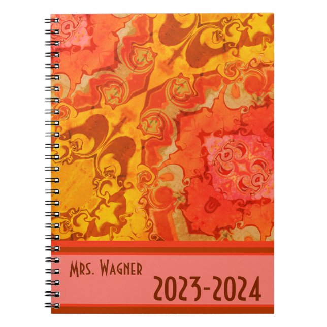 Cuaderno Naranja moderno de la Bonito de profesores persona (Frente)