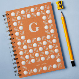 Cuaderno Naranja Monograma de moda para bolas de golf y tee