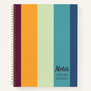 Cuaderno Naranja Morado Azul Turquesa Rayas Personalizadas