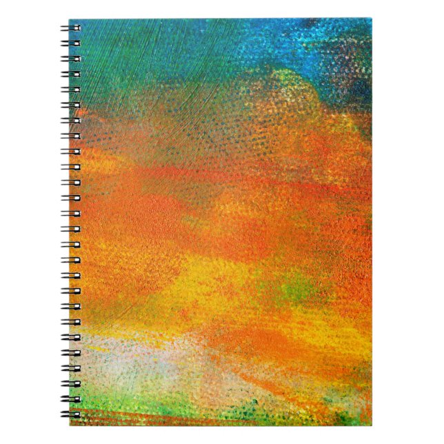 Cuaderno Naranja multicolor y pintura de acrílico abstracto (Frente)
