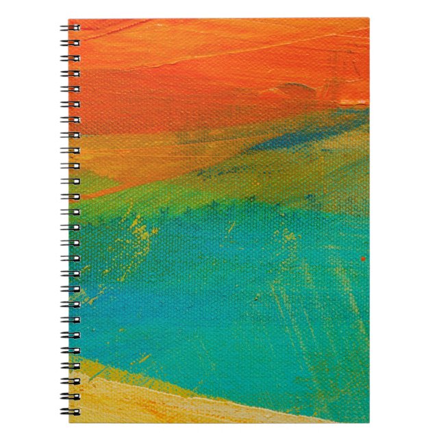 Cuaderno Naranja multicolor y pintura de acrílico abstracto (Frente)