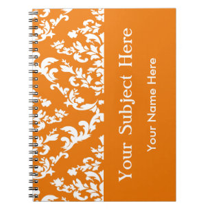 Cuaderno Naranja negrita Damasco de Mod con texto personali