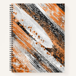 Cuaderno Naranja, negro y Purpurina blanco