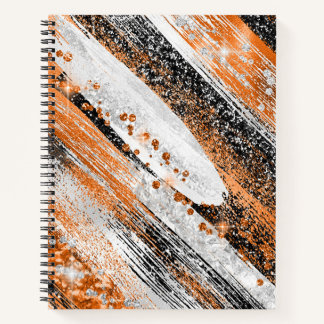 Cuaderno Naranja, negro y Purpurina blanco
