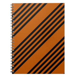 Cuaderno Naranja negro y quemado de cinco rayas patrón