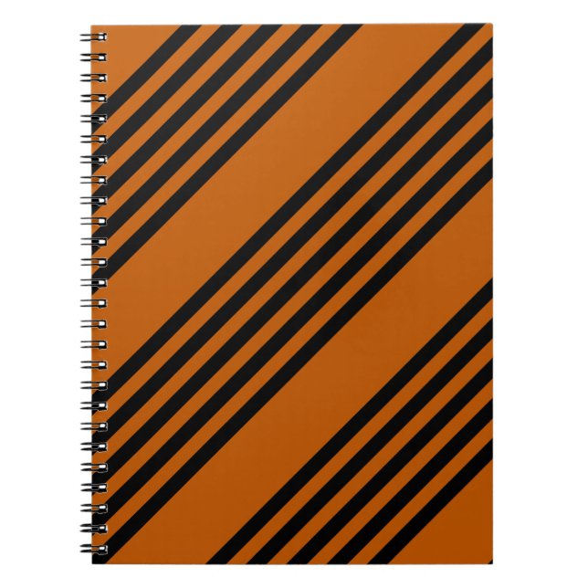 Cuaderno Naranja negro y quemado de cinco rayas patrón (Frente)