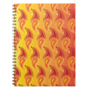 Cuaderno Naranja oriental Doble llama Patrón Paisley persa