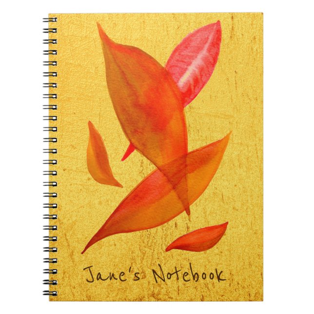 Cuaderno Naranja Otoño otoño arte de hoja estacional (Frente)