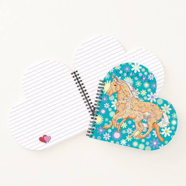 Cuaderno Naranja Palomino Mare & Foal (flores/verde azulada (Interior)