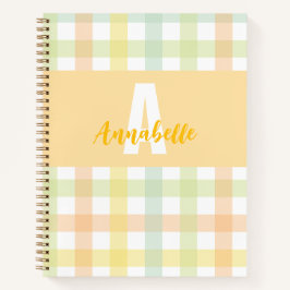 Cuaderno Naranja Pastel azul amarillo verde Monograma Gingh