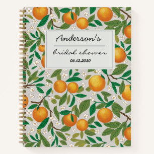 Cuaderno Naranja Patrón Floral de Bodas de Citricos Frutas