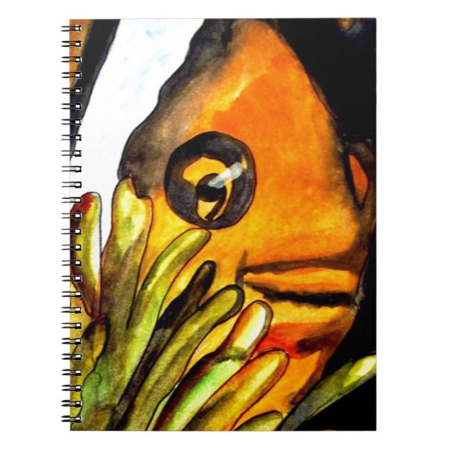 Cuaderno Naranja Payaso Pescado acuarela pintura original (Frente)