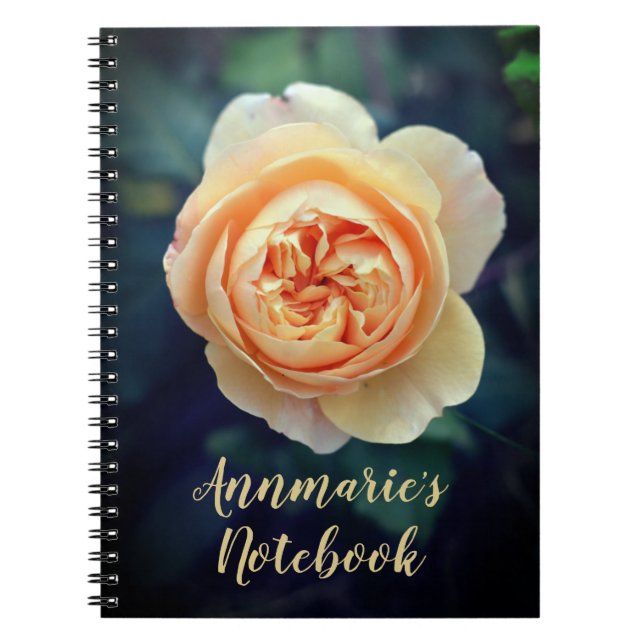 Cuaderno Naranja Peachy Rosa Flor de jardín personalizado (Frente)