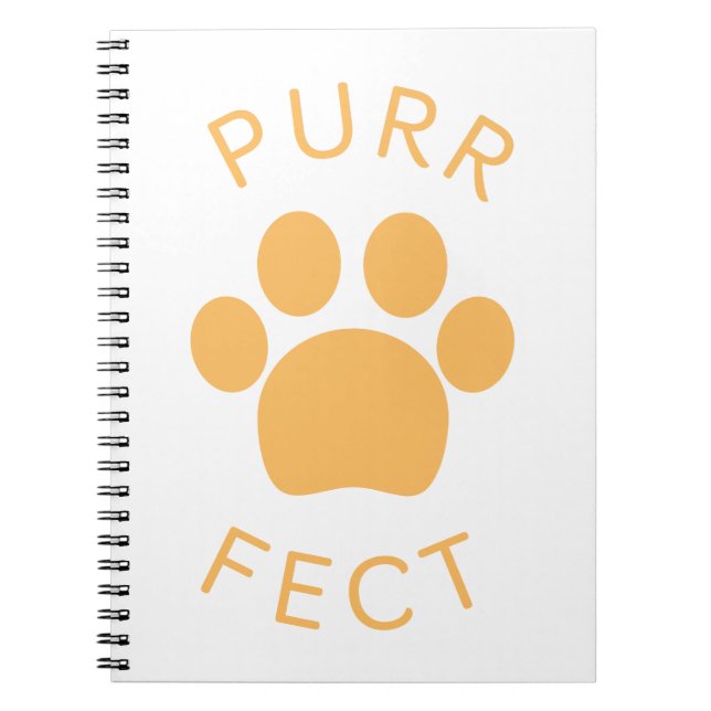 Cuaderno Naranja perfecto para el gato Purr Paw Print (Frente)