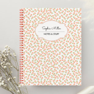 Cuaderno Naranja Personalizado de Coqueta Floral Espiral Pe