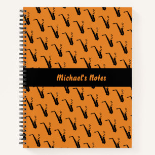 Cuaderno Naranja personalizado de notas de música divertida