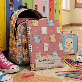 Cuaderno naranja personalizado patrón de regreso a