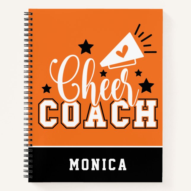 Cuaderno Naranja personalizado y negro de entrenador de acl (Anverso)