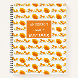 Cuaderno Naranja Poppies Recetas Bloc de notas en espiral