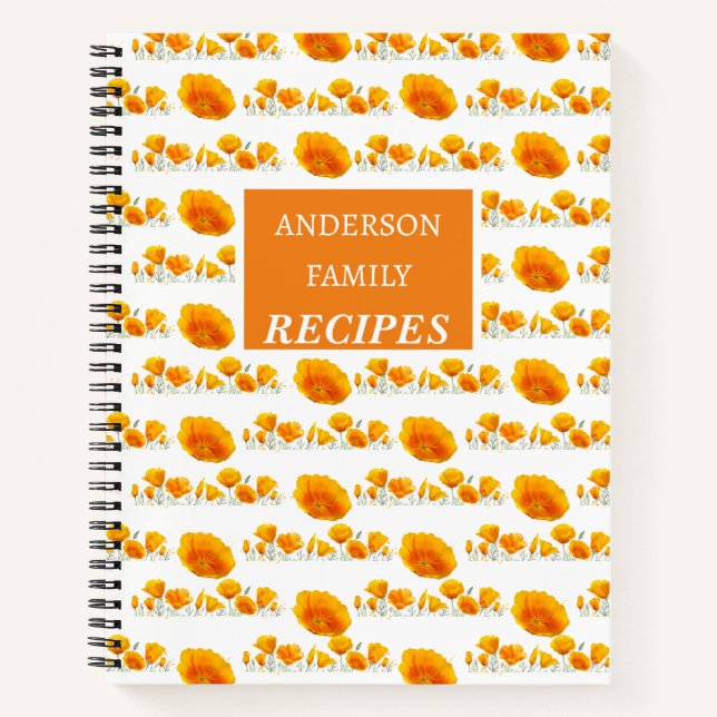 Cuaderno Naranja Poppies Recetas Bloc de notas en espiral (Anverso)